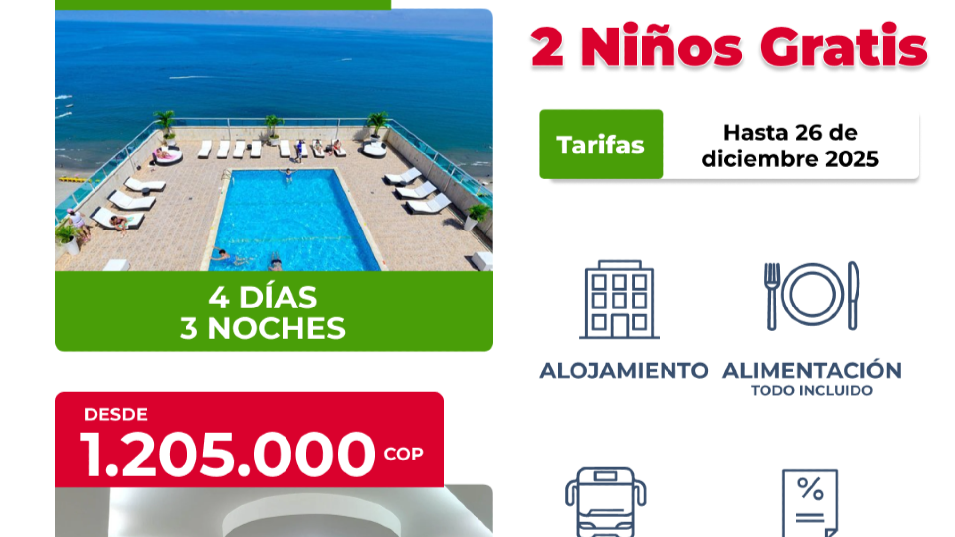VIAJA A CARTAGENA Y ALÓJATE EN EL HOTEL CARTAGENA PLAZA. 2 NIÑOS GRATIS